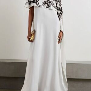 Elegant White and Black Maxi Dress